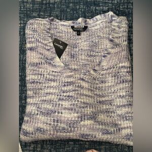 George Plus Women's Long Sleeve V-Neckline Sweater - Purple \ White